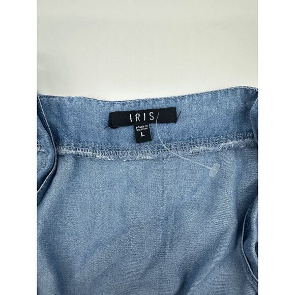 Romper with Shorts One Piece with Buttons & Pockets Blue Jeans One Piece Sz L - Picture 7 of 7